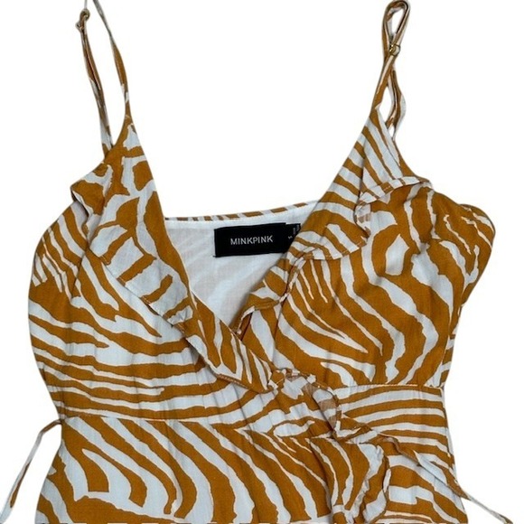 Revolve MINKPINK Zebra Print Wrap Dress Ruffle High Low V Neck Sleeveless Sz‎ Sm - Picture 7 of 16